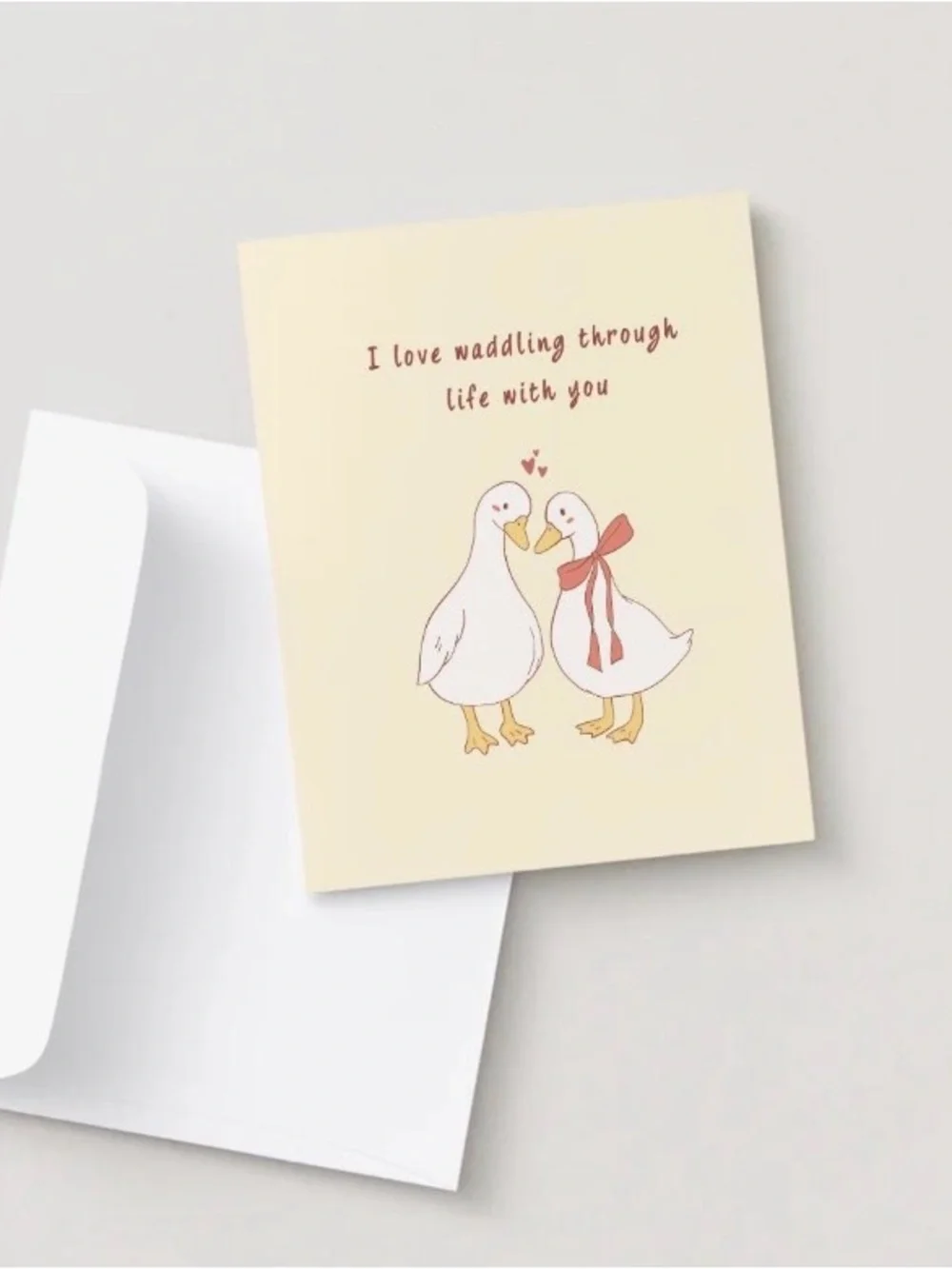 Duck Anniversary Card | Handmade Blank Card | Cute Goose Card | A2